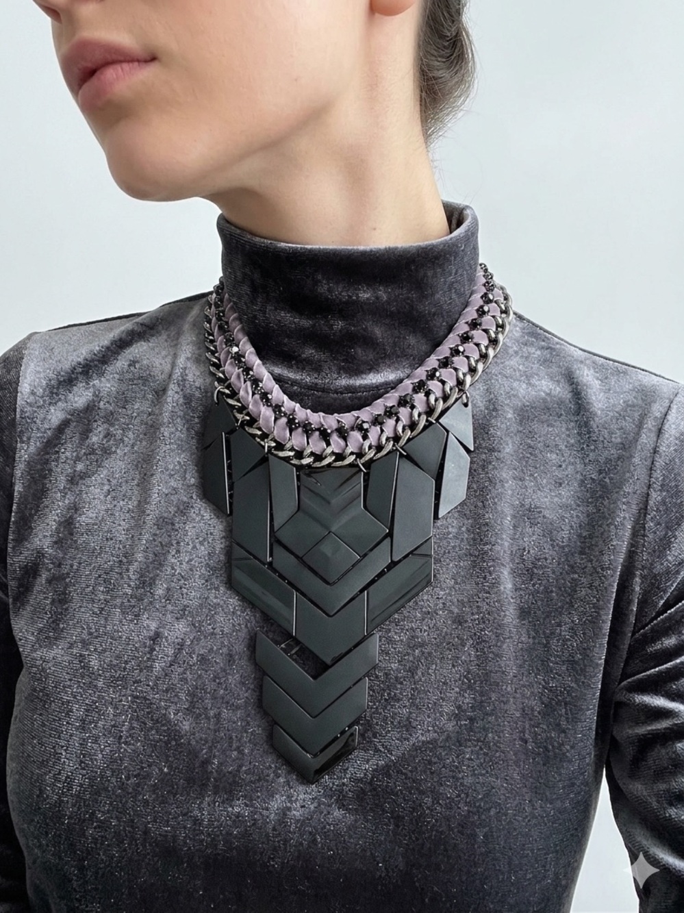 ALDO Velvet Chain Geometric Statement Bib Necklace